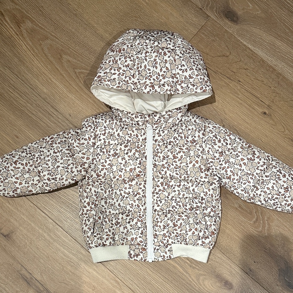 Floral Print Hooded Puffer Jacket